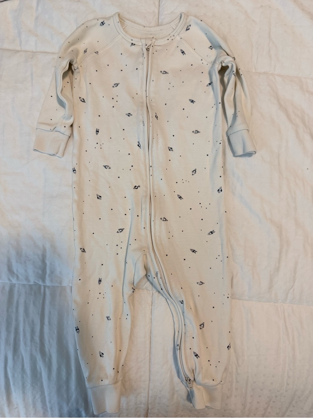 Pehr Zip-Up Footed One-Piece Pajama with Space Print